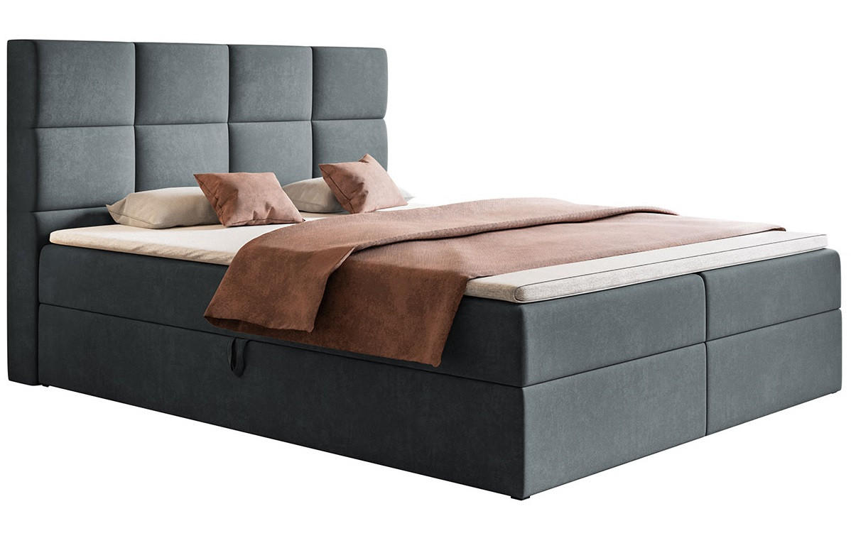 BETT Grafit FOX 5 Kontinental 180x200 cm - Graphitfarben, Textil (180/200cm) - Sepro Meble