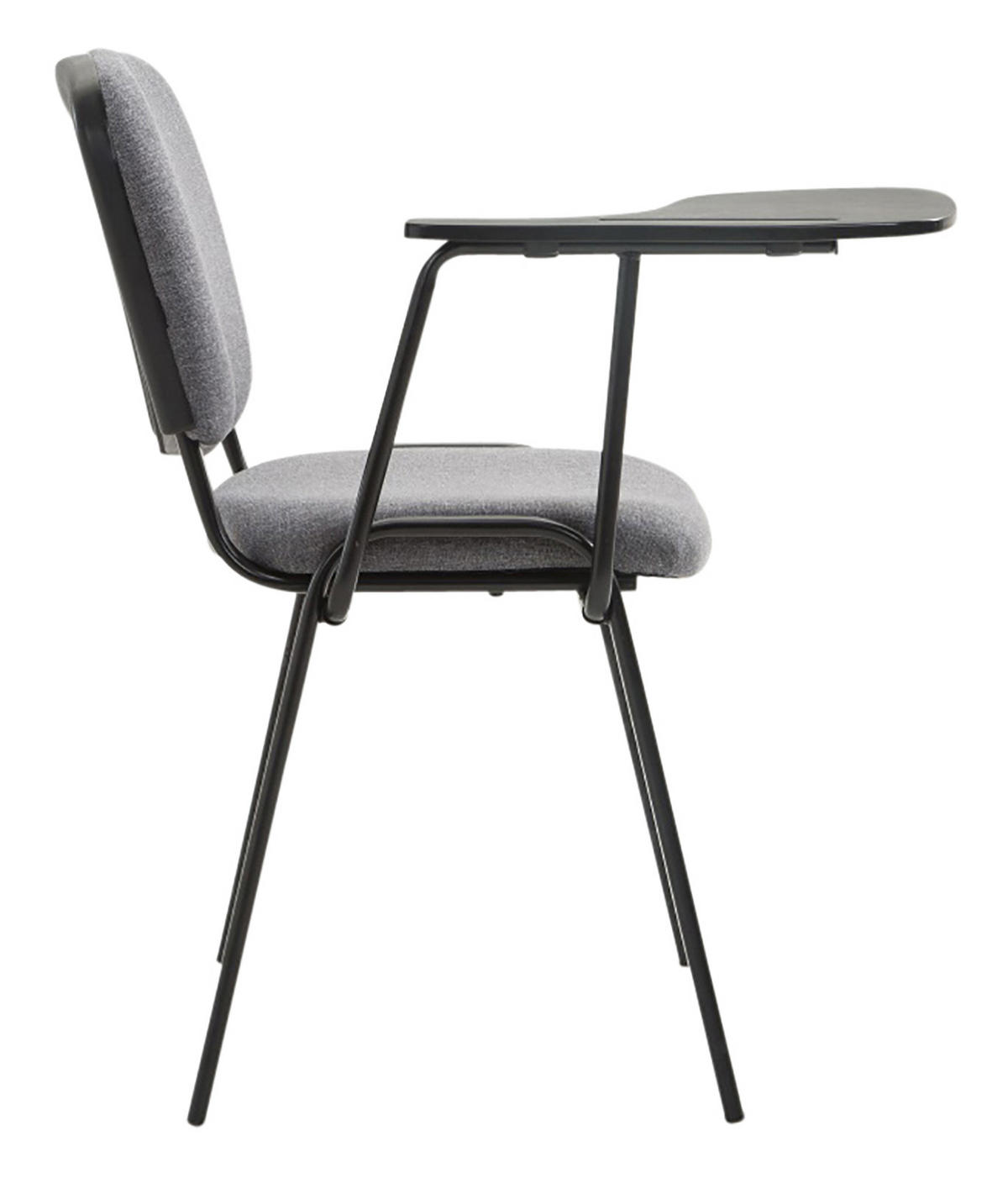 BESUCHERSTUHL 4er Set Stoff grau - Schwarz/Grau, Textil/Metall (53/81/71cm) - CLP