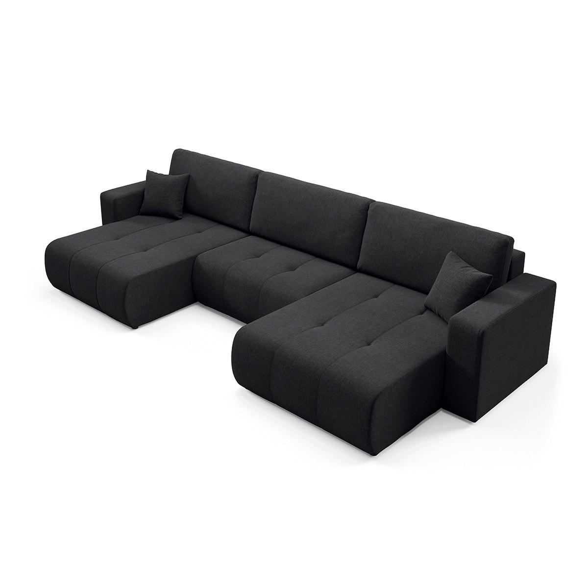 PANORAMASOFA Giulia 5 Sitzplätze Schwarz - Schwarz, Holz (344/82/149cm) - Petits-meubles