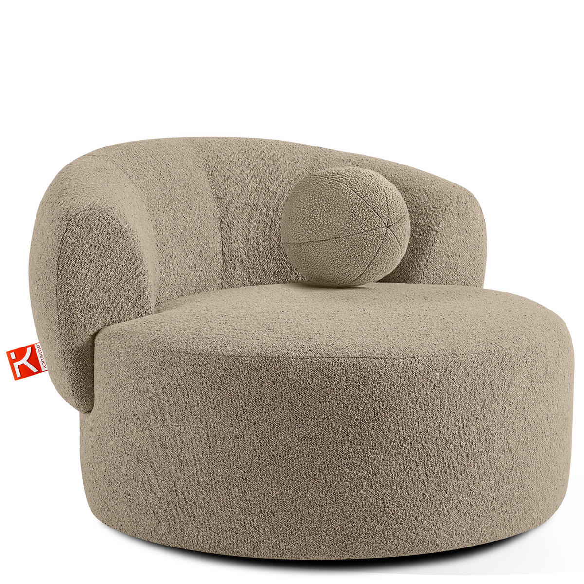 DREHSESSEL VIRA, Beige, Bouclé - Beige/Schwarz, Holz/Holzwerkstoff (105/76/100cm) - KONSIMO®