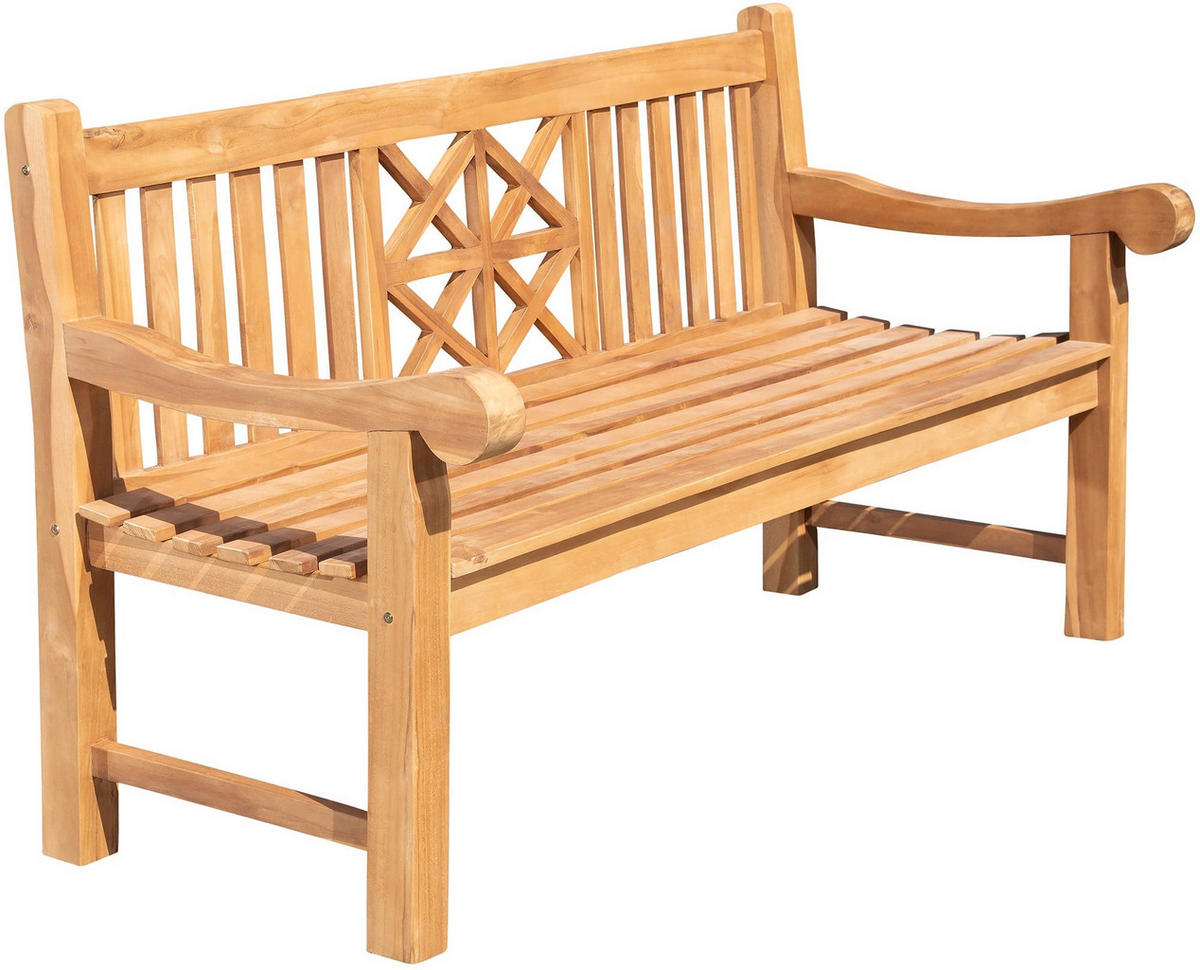GARTENBANK Teakbank Vuzar Holz Teak Holzbank 180cm - Teakfarben, Holz (180/92/72cm) - DELUKE