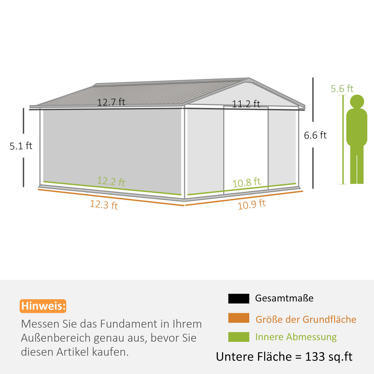 GERÄTEHAUS, Stahl, Hellgrau - Hellgrau, Metall (386/200/340cm) - Outsunny