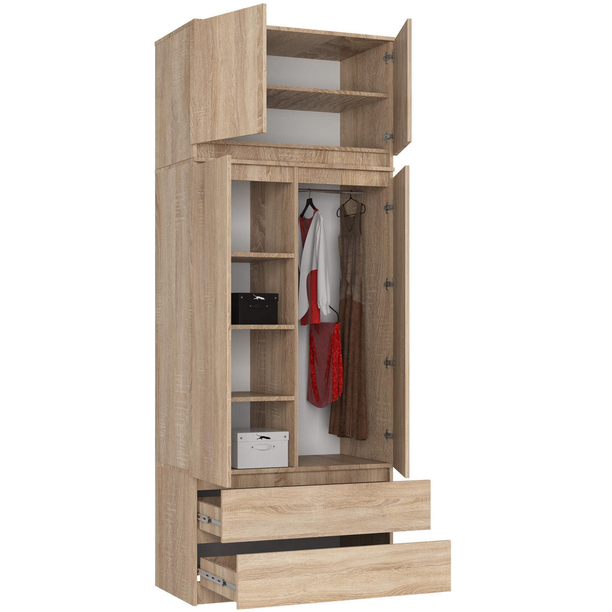KLEIDERSCHRANK Sonoma Eiche 90x51x234 cm - Sonoma Eiche, Holzwerkstoff (90/234/51cm) - Akord