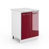 KÜCHENUNTERSCHRANK Fame-Line Bordeaux Hochglanz 60 cm, AP Marmor - Bordeaux/Weiß, Holzwerkstoff (60/82/60cm) - Vicco