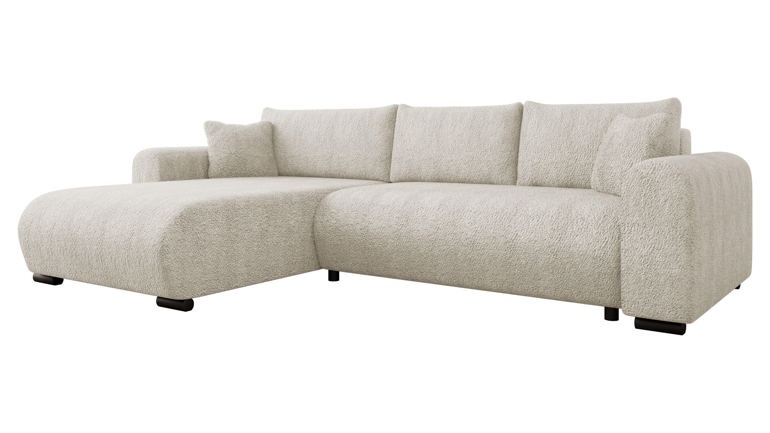 ECKSOFA Merkos - Schwarz/Naturfarben, Holz/Textil (285/188cm) - MIRJAN24