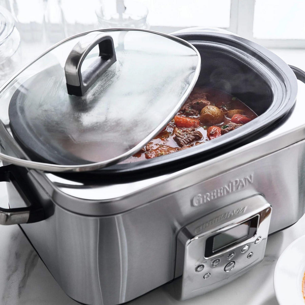 SLOWCOOKER - 6.0 Liter - Edelstahl - Keramische Antihaftbeschichtung - Silberfarben, Metall (6L)