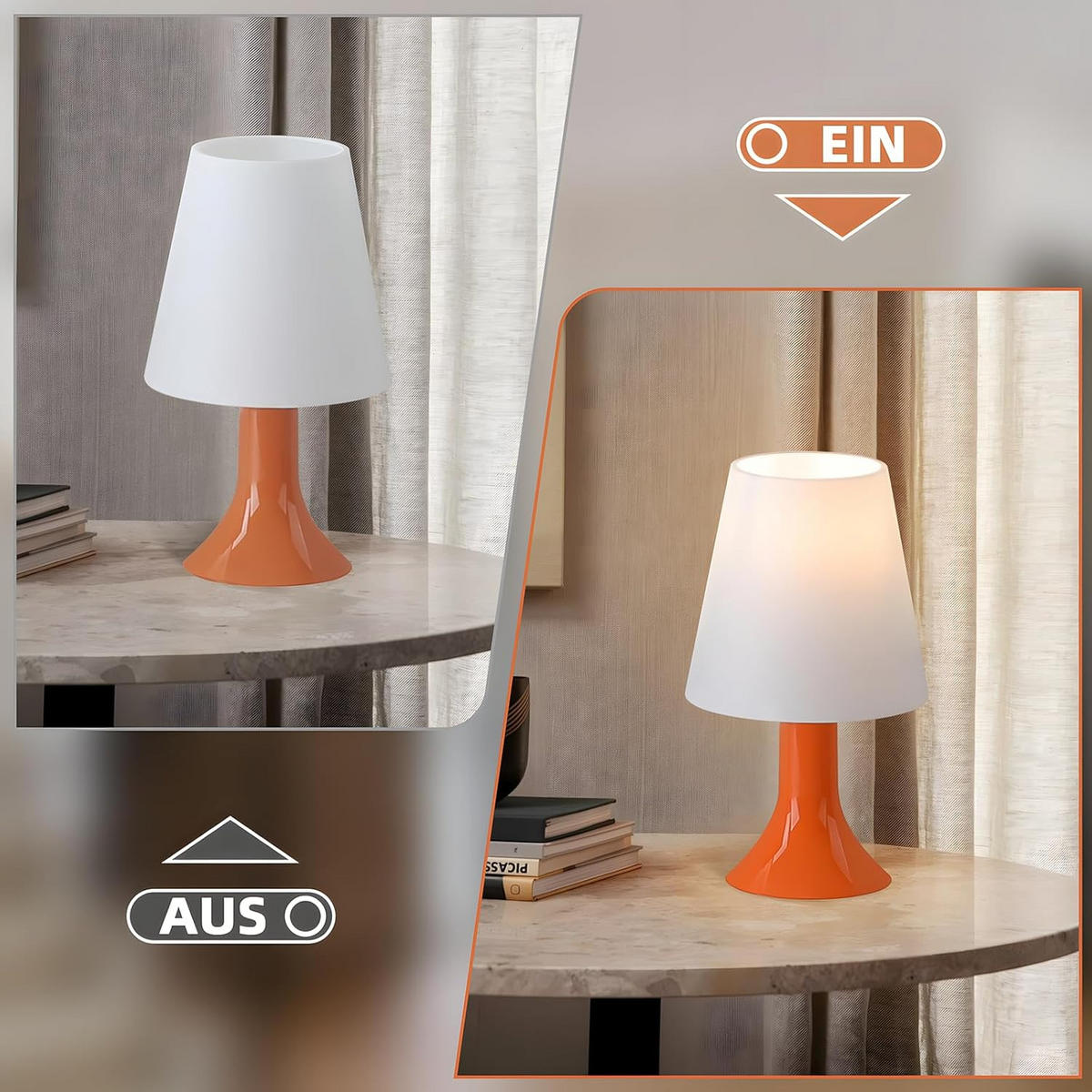 TISCHLEUCHTE NYPH 24.5/13/9 cm （2er-set） - Orange, Metall (9/24.5/13cm) - ZMH
