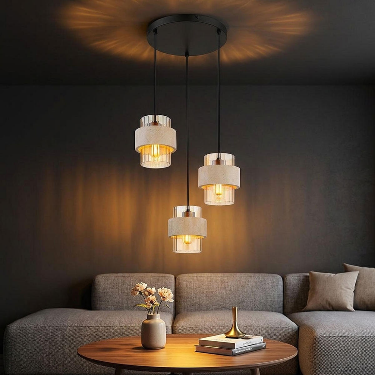 LED PENDELLEUCHTE DAREN, Metall, Schwarz, höhenverstellbar - Schwarz, Glas (37.5/37.5/130cm) - Globo Lighting