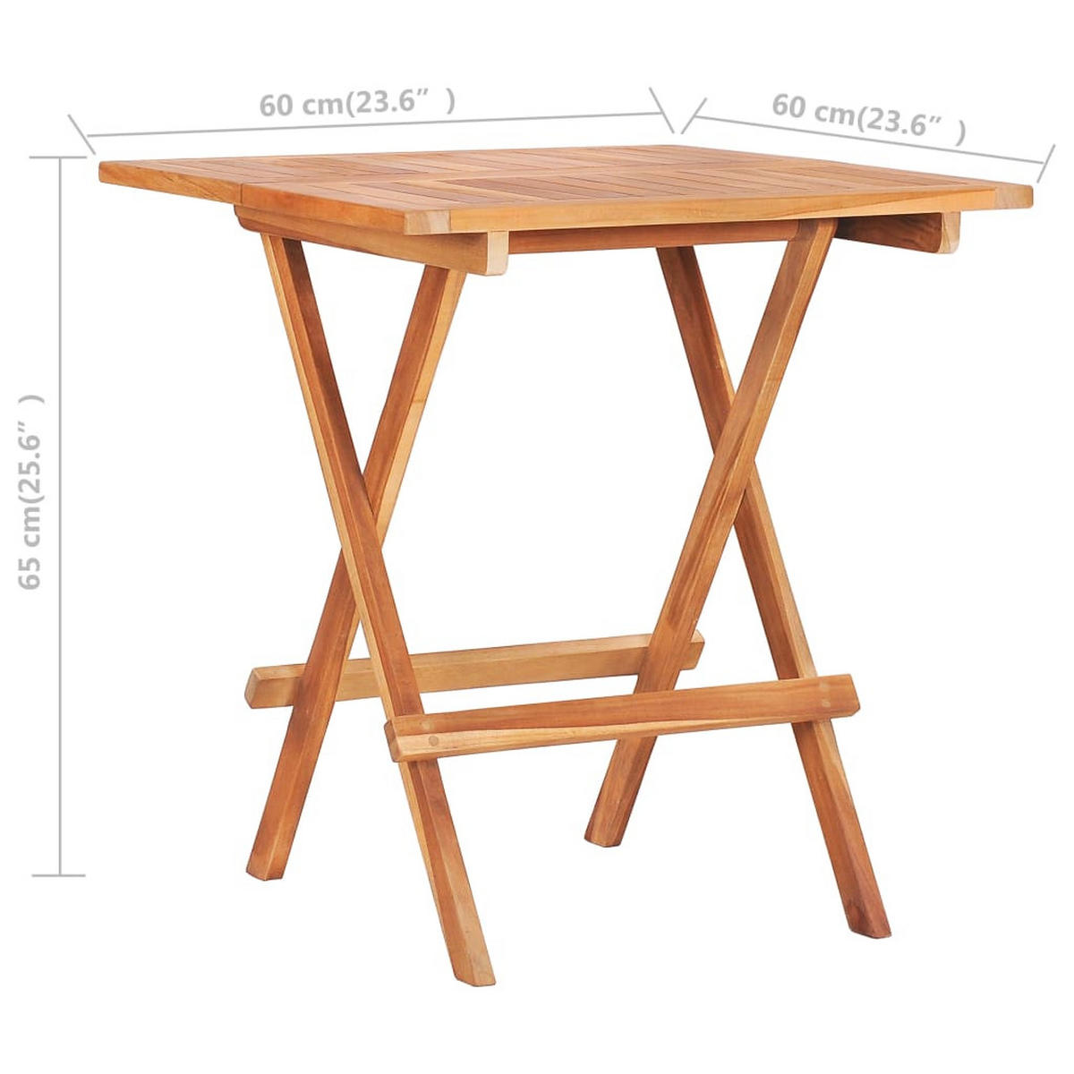 BISTROTISCH Klappbar 60/60/65 Cm Massivholz Teak - Braun, Holz (60/60/65cm) - vidaXL