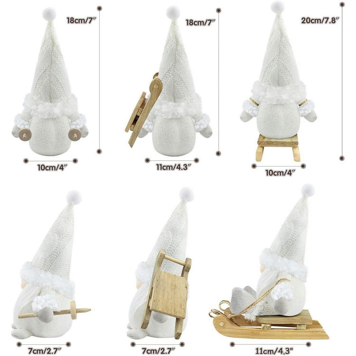 WEIHNACHTSWICHTEL 3er Set weiß Fell - Weiß, Fell (11.4/19.1/19.1cm)