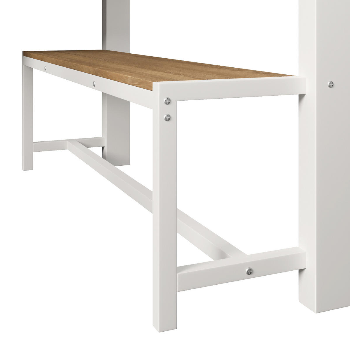 HOCHBETT 140/200 cm DE-33136 mit LED und Stauraumtreppe Weiß - Weiß, Metall (140/200cm) - ComfortXL
