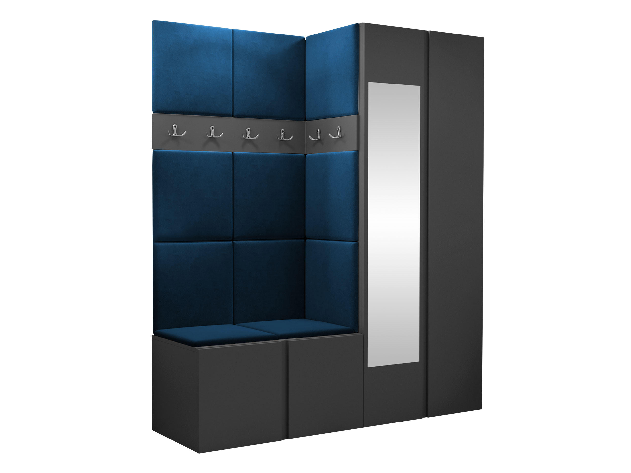 GARDEROBEN-SET Orion XII - Blau/Graphitfarben, Holzwerkstoff/Kunststoff (158/186/46cm) - MIRJAN24