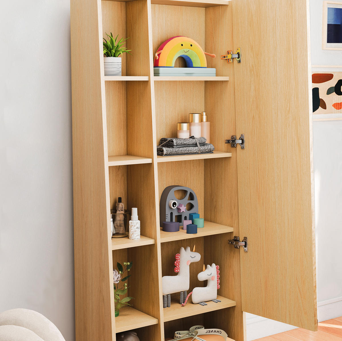 HIGHBOARD 60/165/28 cm Natur aus MDF mit Spiegeltür - Naturfarben, Holzwerkstoff (28/165/60cm) - OKMYHOME