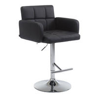 BARHOCKER Lausanne, Gestell Metall in Chromoptik, Kunstleder schwarz, - Chromfarben/Schwarz, Kunststoff/Textil (60/100/56cm) - TPFLiving