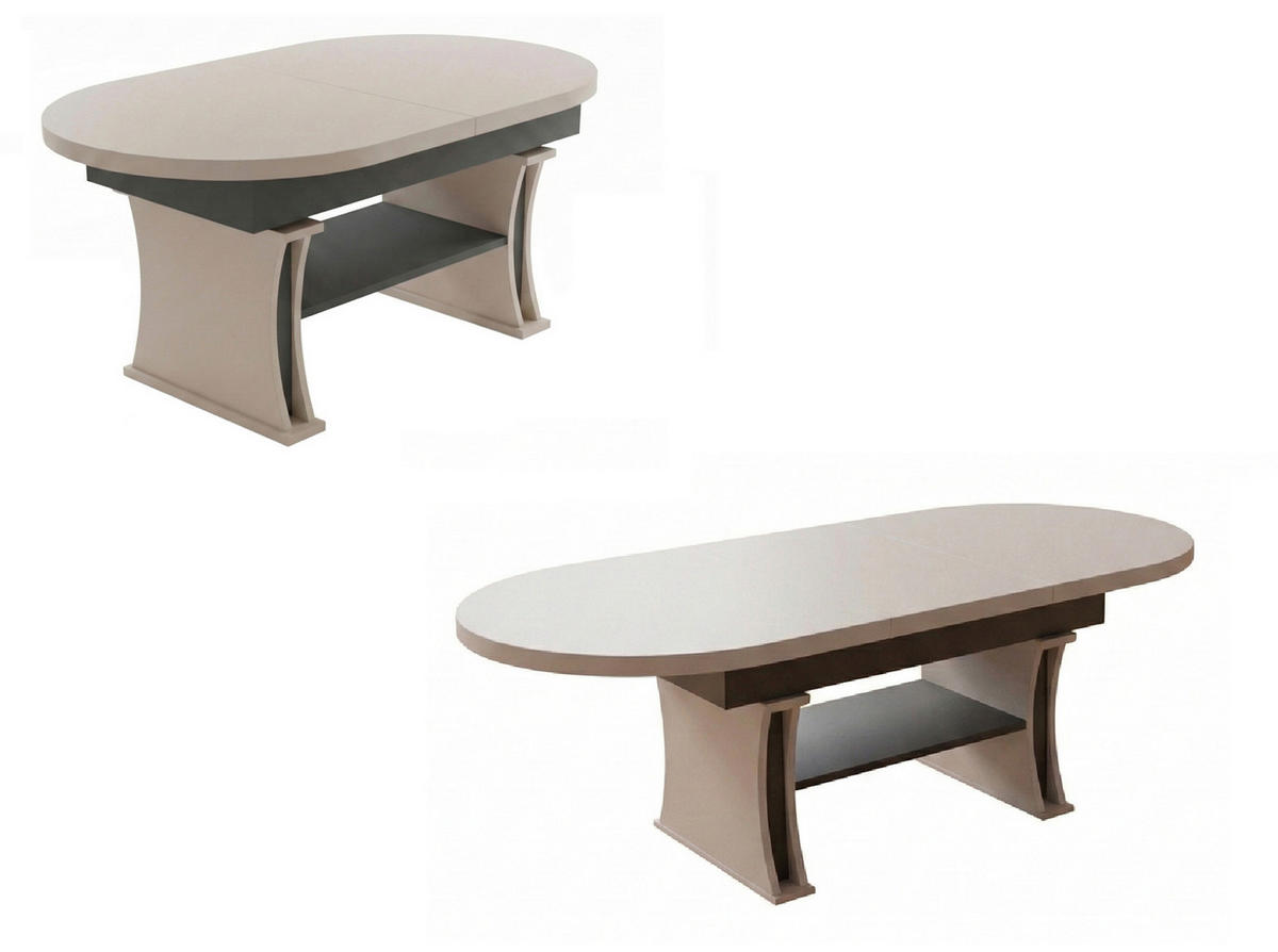 COUCHTISCH oval ausziehbar höhenverstellbar Ablage 130/80/60 cm - Anthrazit/Beige, Holzwerkstoff (80/130/60cm) - designimpex