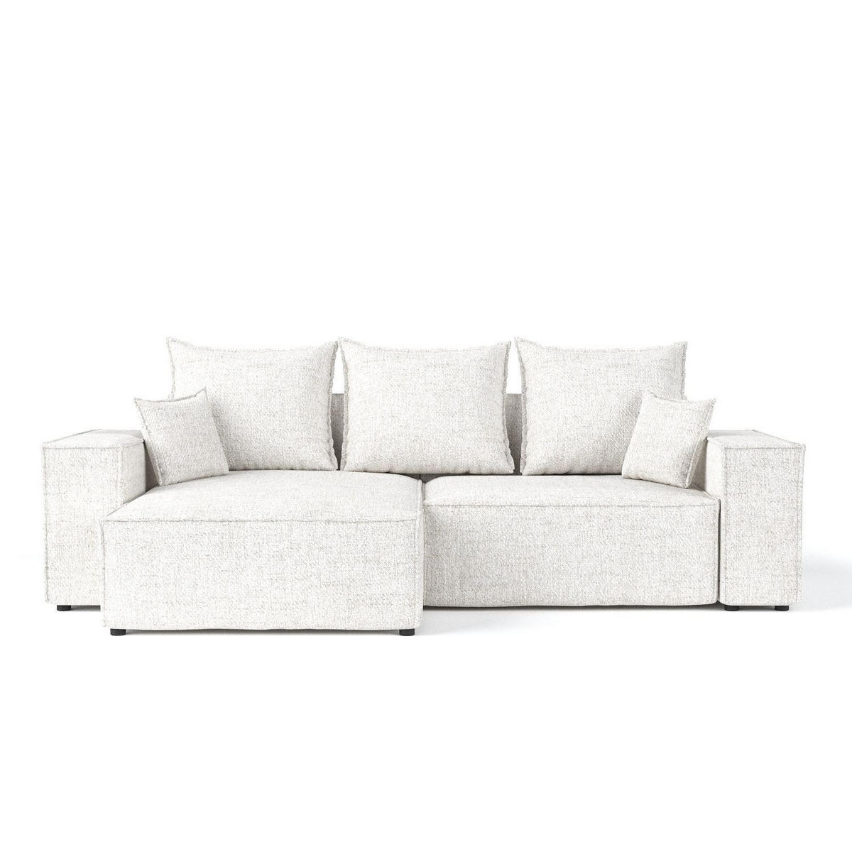 ECKSOFA SENSO mit Schlaffunktion Creme im Neve Stoff - Creme/Schwarz, Holz/Holzwerkstoff (255/148cm) - AltaBeds