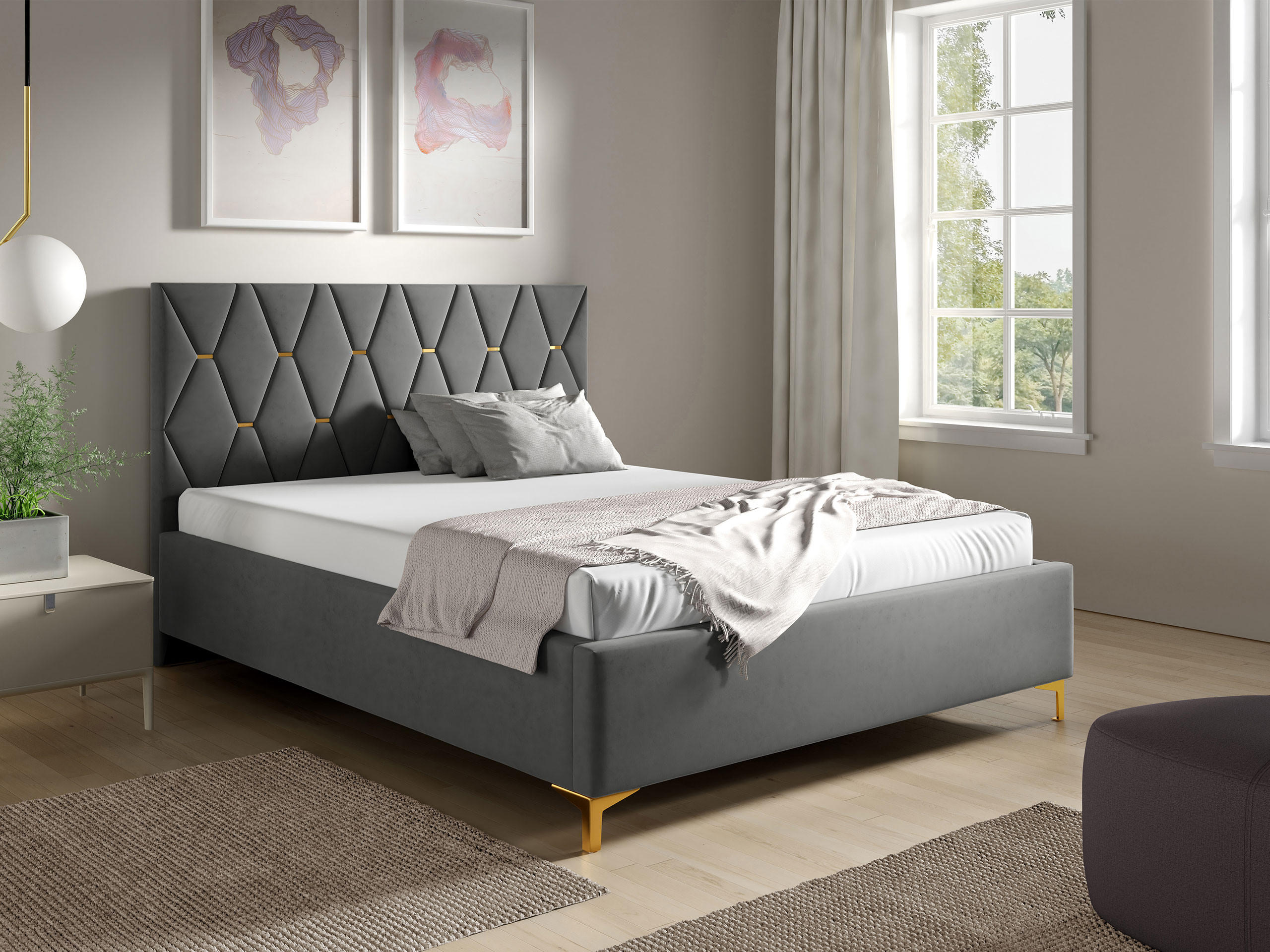 POLSTERBETT Totti 24 - Naturfarben/Grau, Holz/Holzwerkstoff (180/200cm) - MIRJAN24