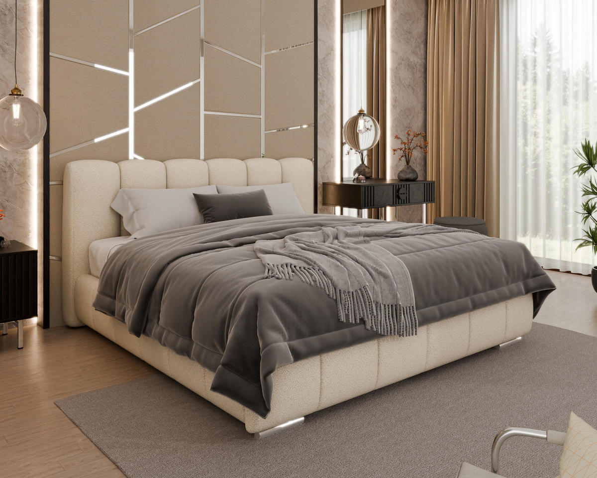 POLSTERBETT Zaira 180x200cm – Elegantes Polsterbett für modernen Wohnstil , ohne matratze, beige - Beige, Holz (180/200cm) - Homesy