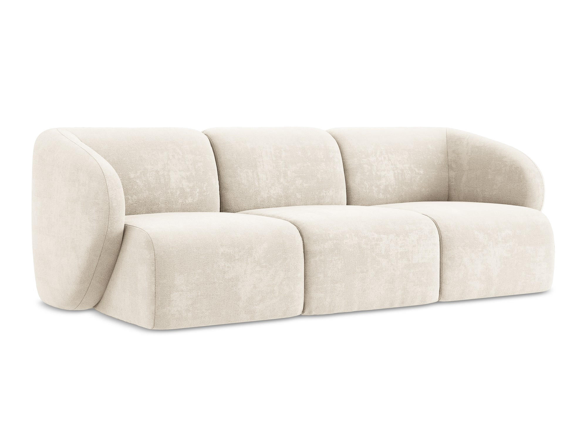 3-SITZER SOFA Chenille Stoff Beige - Creme/Schwarz, Holzwerkstoff/Kunststoff (244/75/94cm) - Makamii