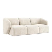3-SITZER SOFA Chenille Stoff Beige - Creme/Schwarz, Holzwerkstoff/Kunststoff (244/75/94cm) - Makamii