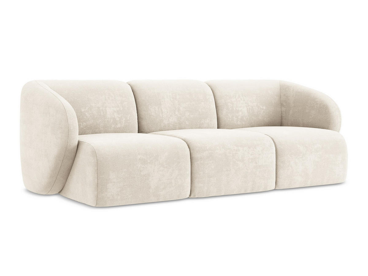 3-SITZER SOFA Chenille Stoff Beige - Creme/Schwarz, Holzwerkstoff/Kunststoff (244/75/94cm) - Makamii