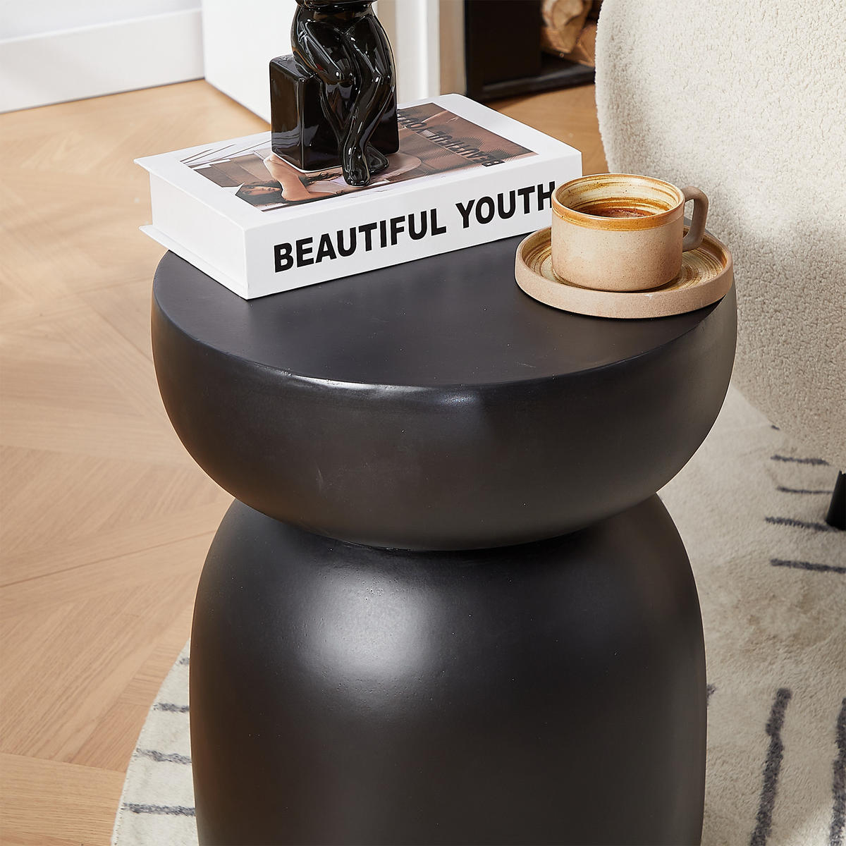 BEISTELLTISCH Rund Schwarz 45 x 45 x 52 cm - Schwarz, Metall (40.5/40.5/47.5cm) - Nordlys