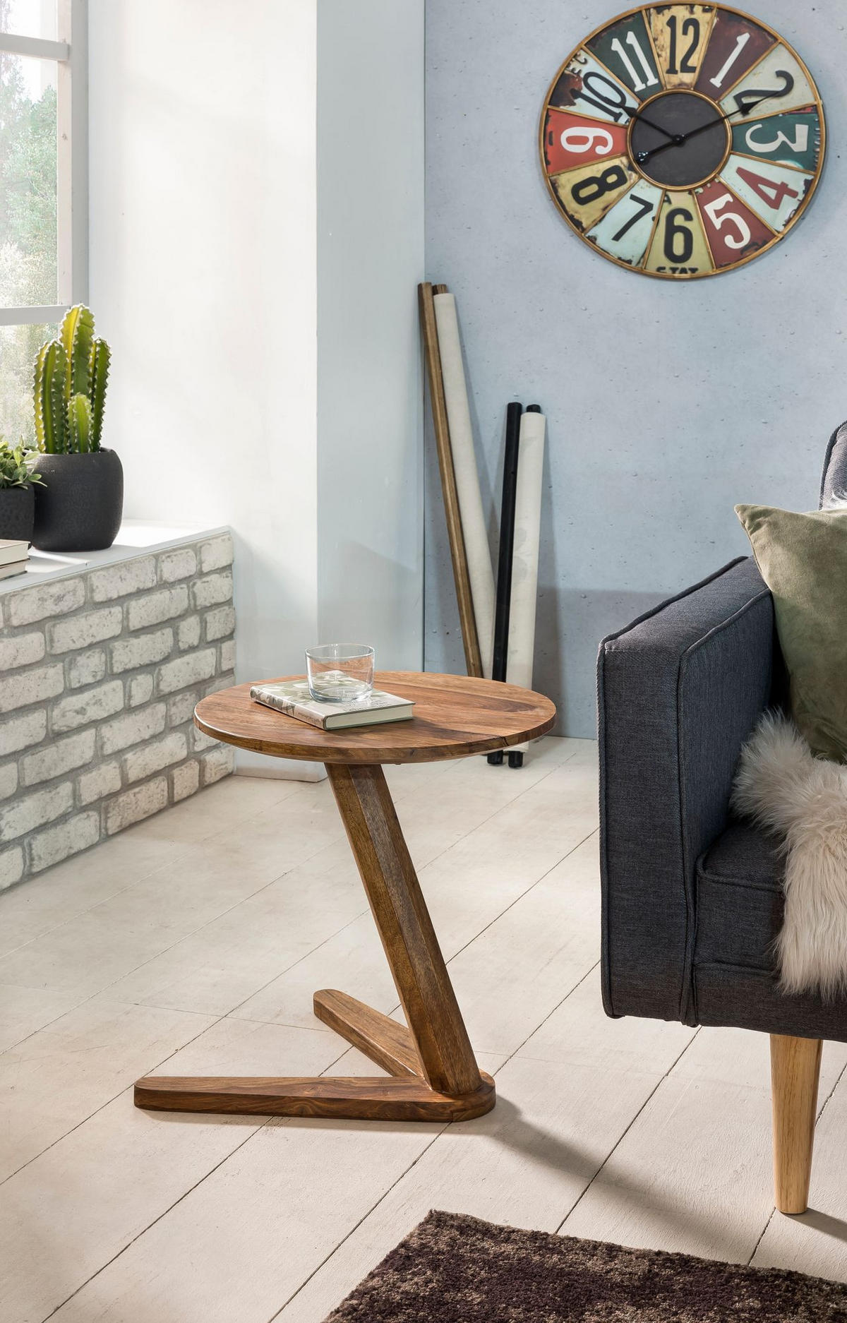BEISTELLTISCH – Rund Massivholz 50 cm Höhe - Braun, Holz (45/45/50cm) - KADIMA DESIGN