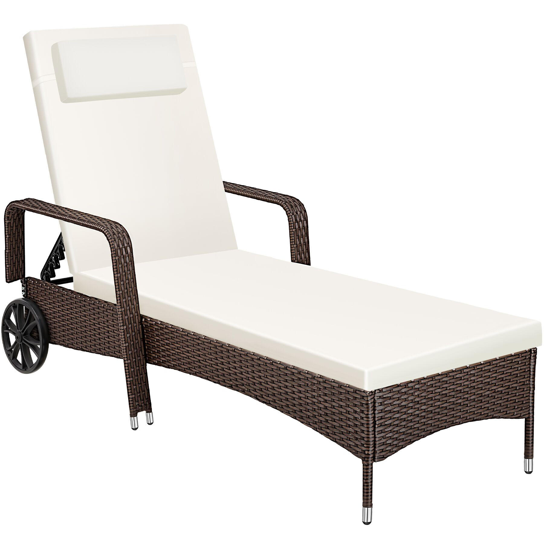 RATTAN-SONNENLIEGE, 200 x 70 x 33 cm, braun gemischt - Braun, Kunststoff (70/33/200cm) - tectake