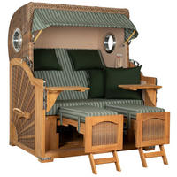 STRANDKORB XXL Düne Grande Teak Banana - Braun/Grün, Metall (142/170/95cm) - Mr. Deko