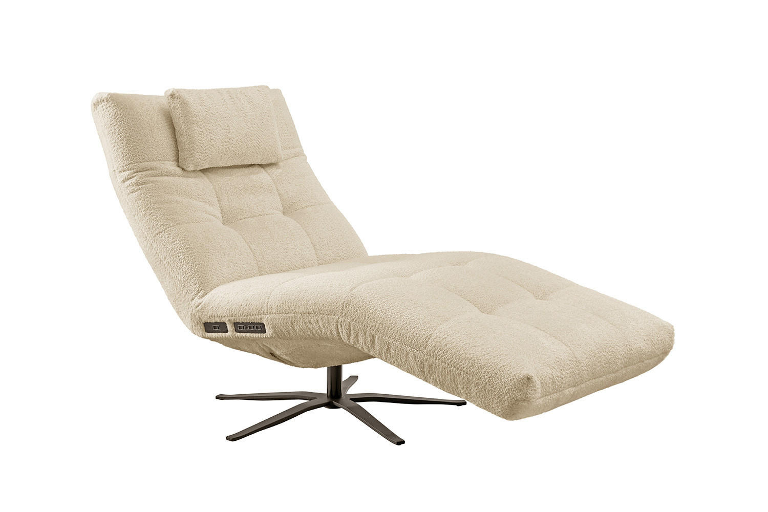 RELAXLIEGE LETICIA Beige Flachgewebe - Beige/Schwarz, Textil/Metall (82/115/156cm) - KAWOLA