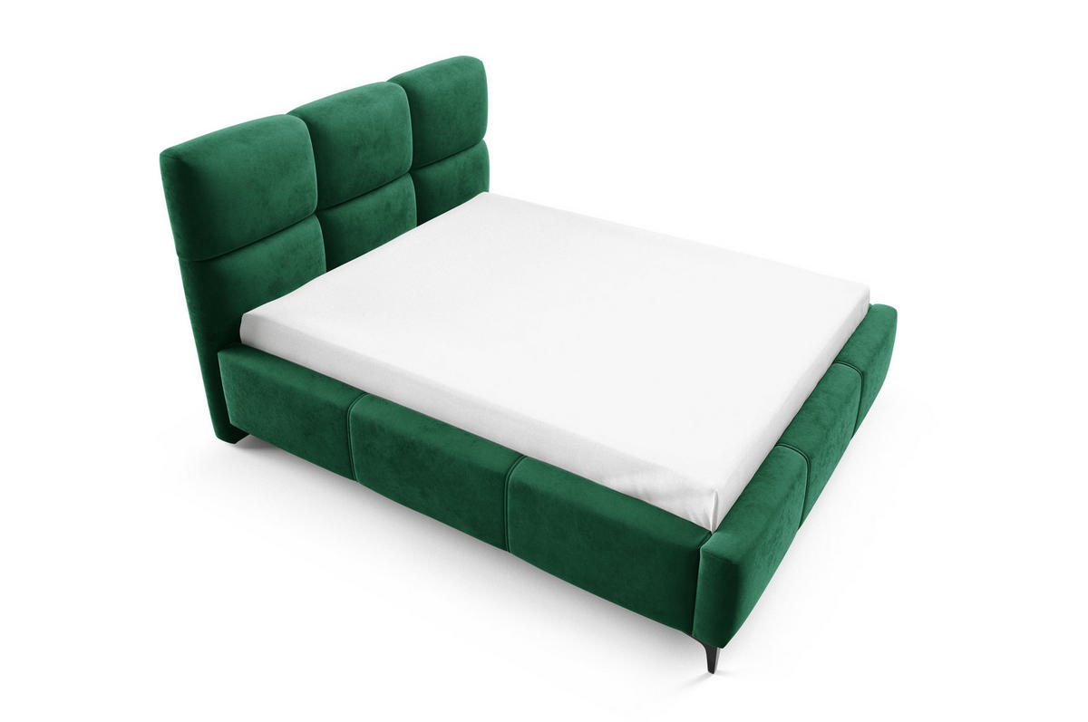 POLSTERBETT SENTO, 180x200 cm, Doppelbett mit Bettkasten, Velourstoff, Frabe: Grün - Grün, Holz/Textil (180/200cm)