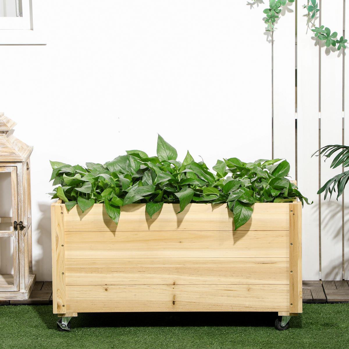 HOCHBEET auf Rollen DE-12132 89/48/47 cm mit Ablaufloch Natur - Naturfarben, Holz (89/47/48cm) - ComfortXL