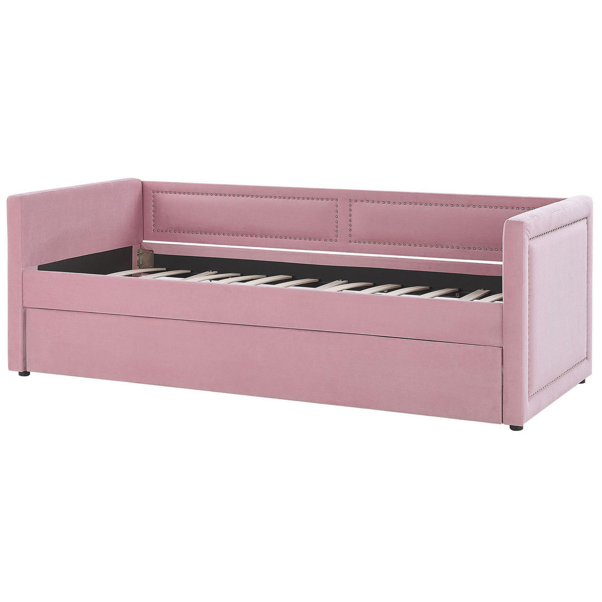 TAGESBETT 90/200cm Rosa Mimizan - Pink, Naturmaterialen/Textil (90/200cm) - Beliani