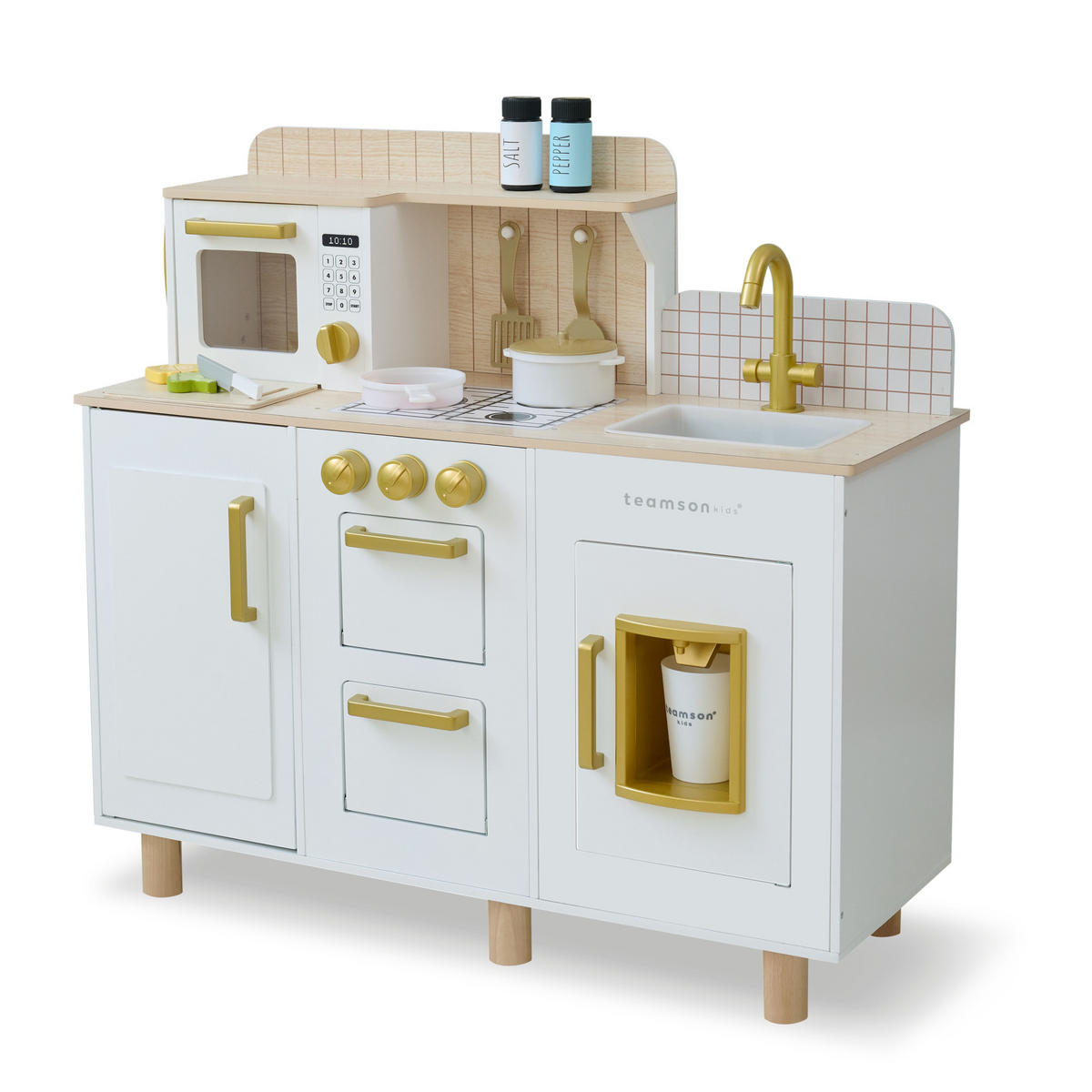 KINDERKUCHE Holz mit Eiswürfelspender, 75cm, Weiß - Weiß, Holzwerkstoff (80/30/75cm) - Teamson Kids