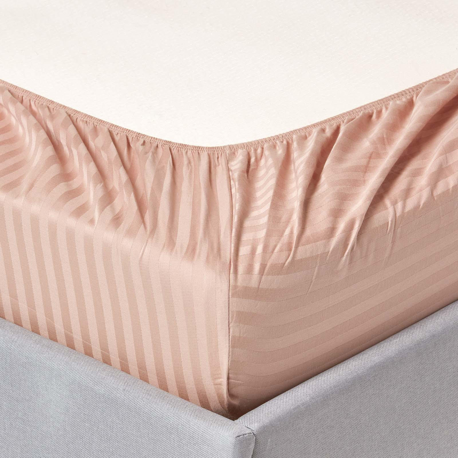 SPANNBETTLAKEN Damast gestreift, 100% Ägyptische Baumwolle - Beige, Textil (90/190cm) - Homescapes