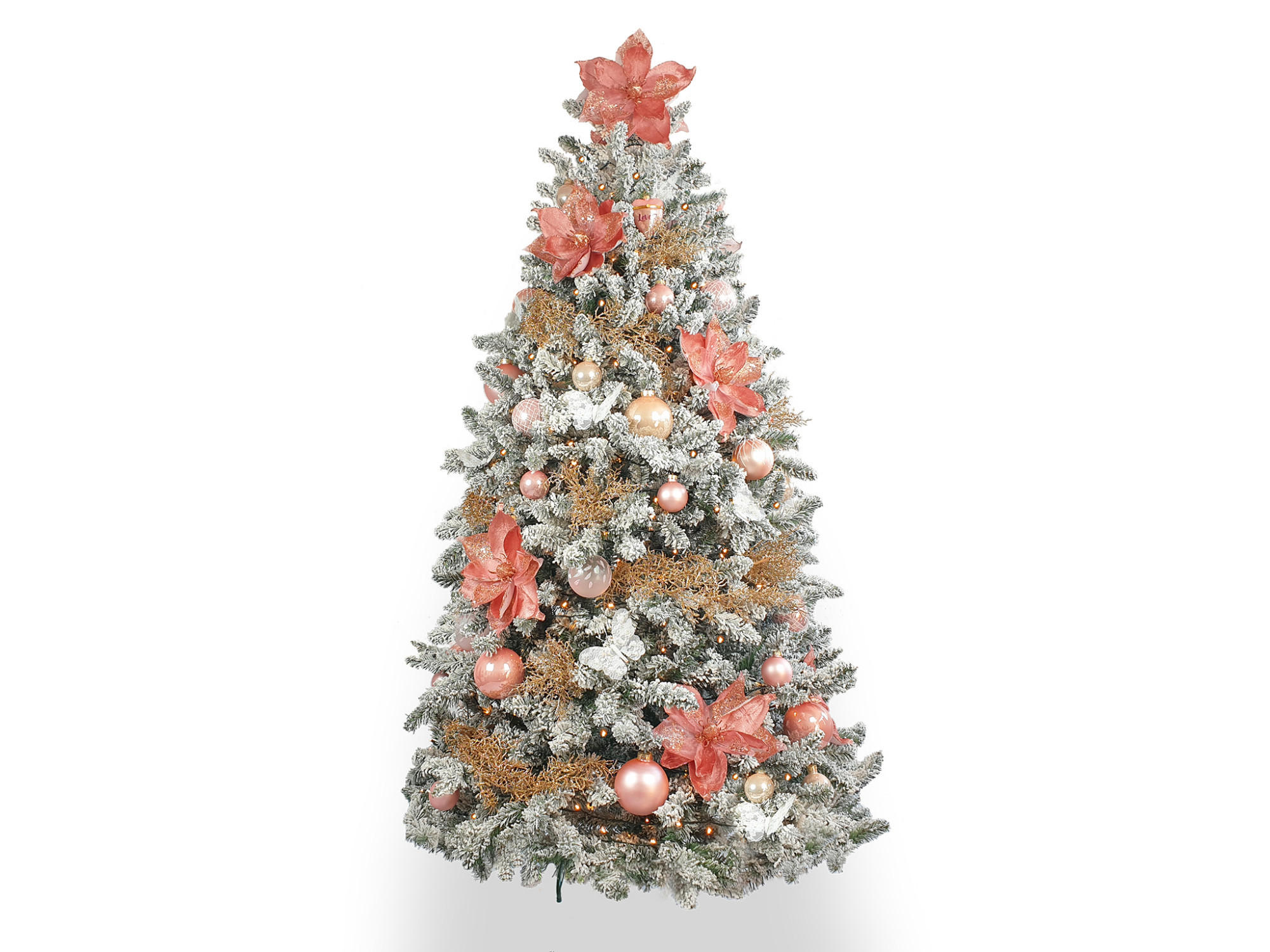 LAALU WEIHNACHTSBAUM geschmückt künstlich mit 94 Stk Kugeln CHRISTMAS ROMANCE 210 cm mit Metallständer - Creme/Weiß, Kunststoff (210cm) - LAALU