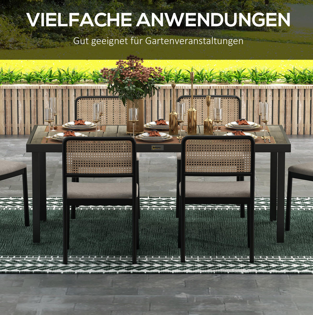 GARTENTISCH 190/90/74 cm naturfarben aus Aluminium mit holzwerkstoffoptik - Naturfarben, Metall (190/90/74cm) - OKWISH