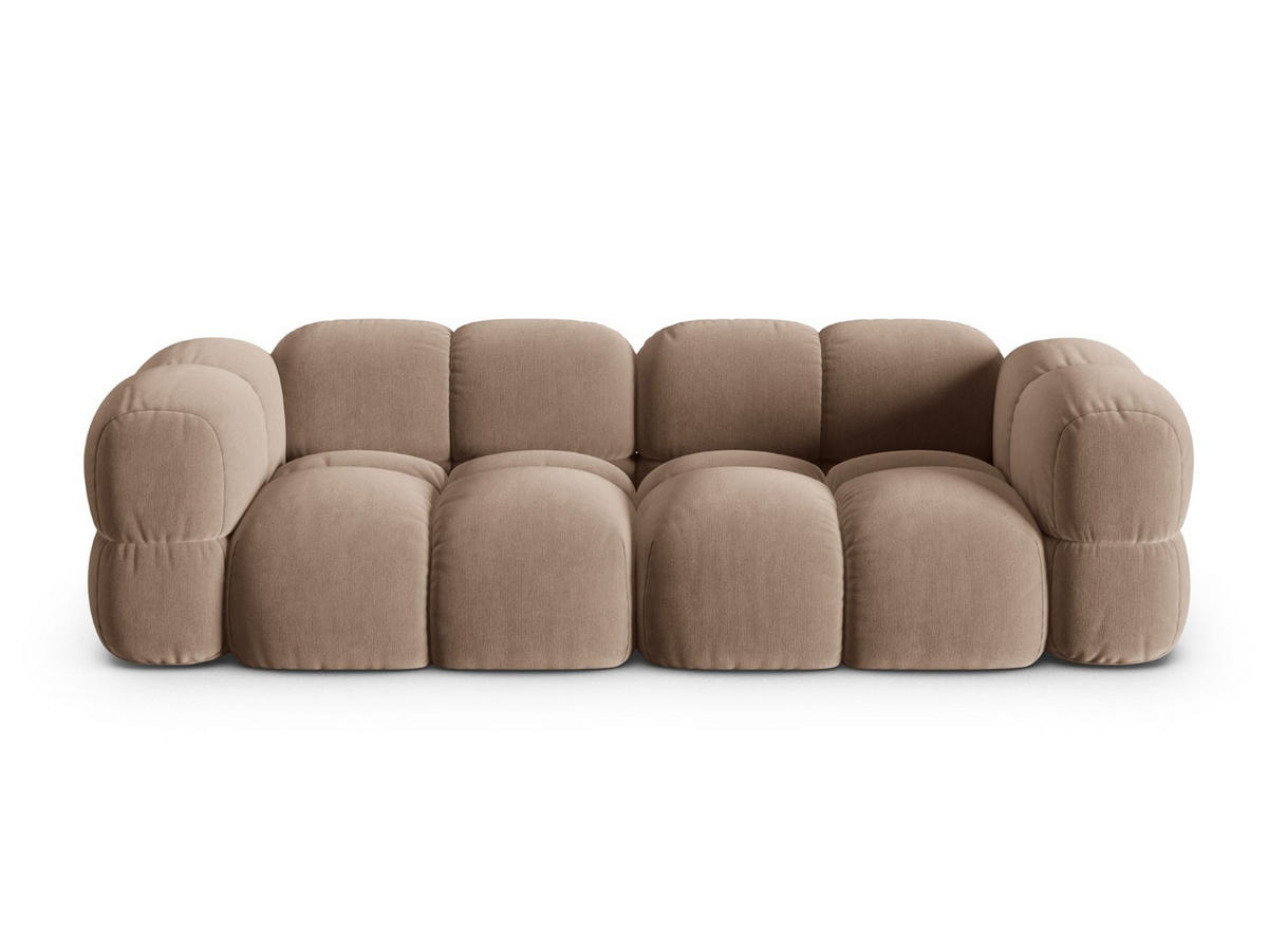 SOFA Loretto aus Samt dunkelbeige 4 Sitzplätze - Mokka, Textil (100/68/250cm) - Cosmopolitan Design