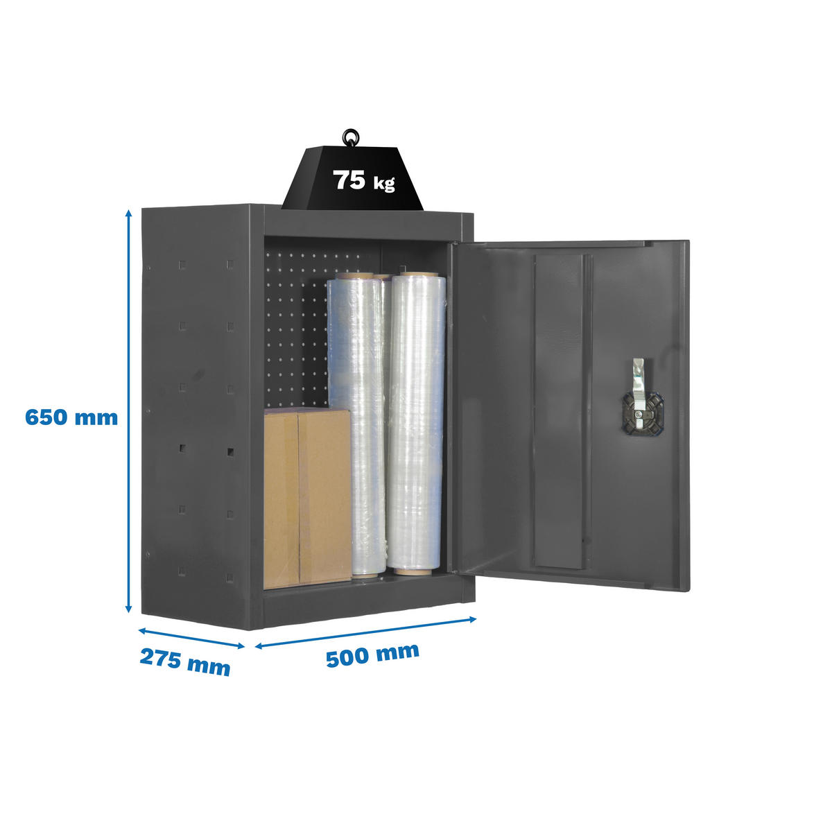 WERKZEUGSCHRANK Hängend Amego HxBxT 65x50x27,5 cm Metall Abschließbar Anthrazit - Anthrazit, Metall (50/65/27.5cm) - PROREGAL