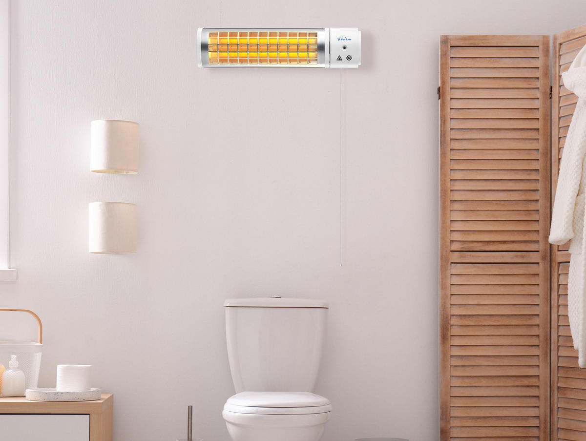HALOGEN-HEIZUNG für Wandmontage Weiß für Außenbereich und Bad 1200 W - Weiß, Kunststoff/Metall (55/10/13cm) - Purline