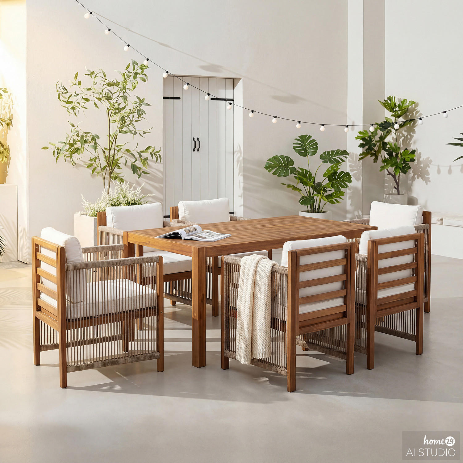 MASSIVER GARTENESSTISCH - Akazie massiv - Braun/Akaziefarben, Holz (85/180/72cm) - home24