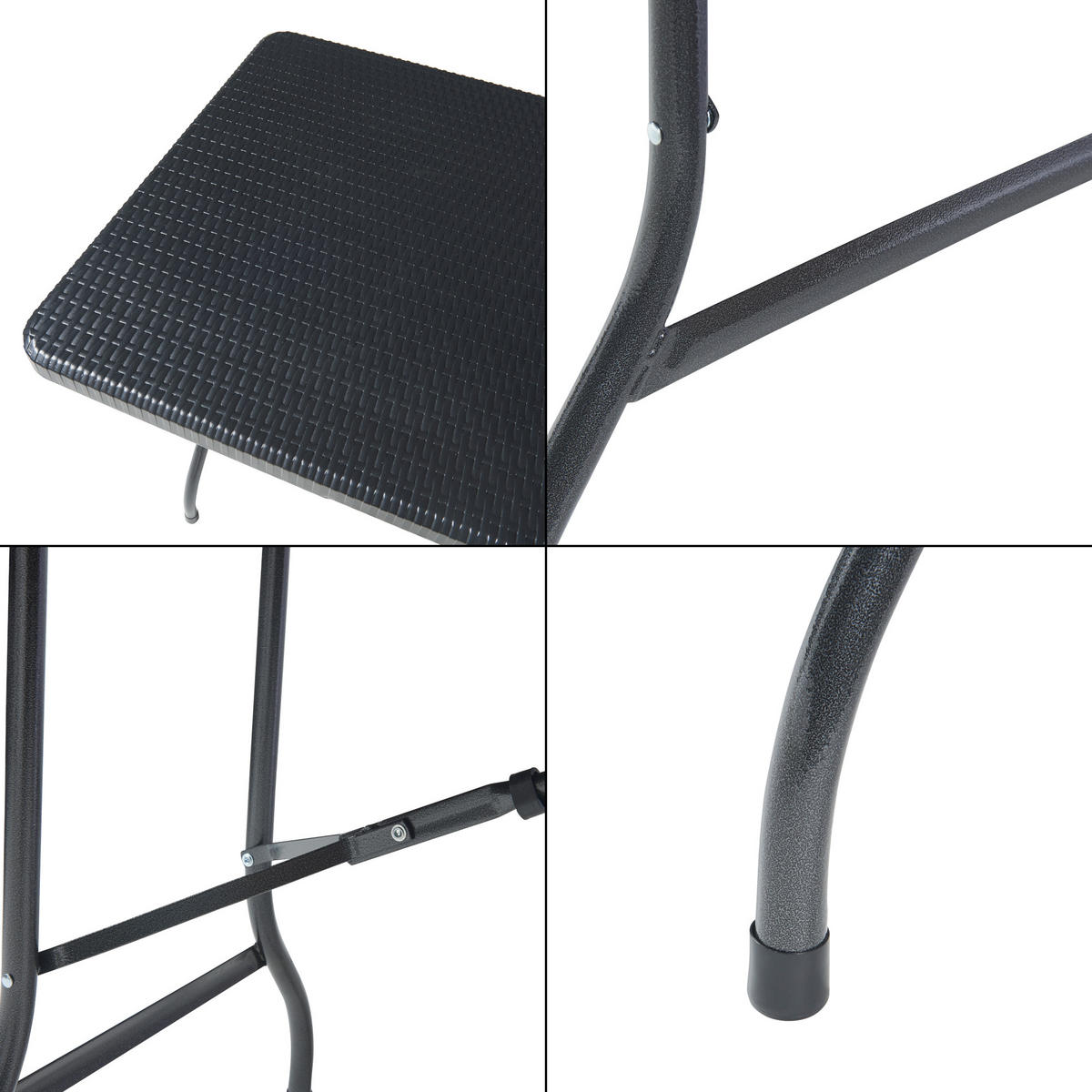 KLAPPTISCH Mark - Schwarz, Kunststoff/Metall (75/180/72cm) - [en.casa]