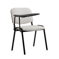 BESUCHERSTUHL Keen mit Klapptisch, Kunstleder mit Gestell Schwarz / Bezug Weiß - Schwarz/Weiß, Textil/Metall (53/81/53cm) - TPFLiving