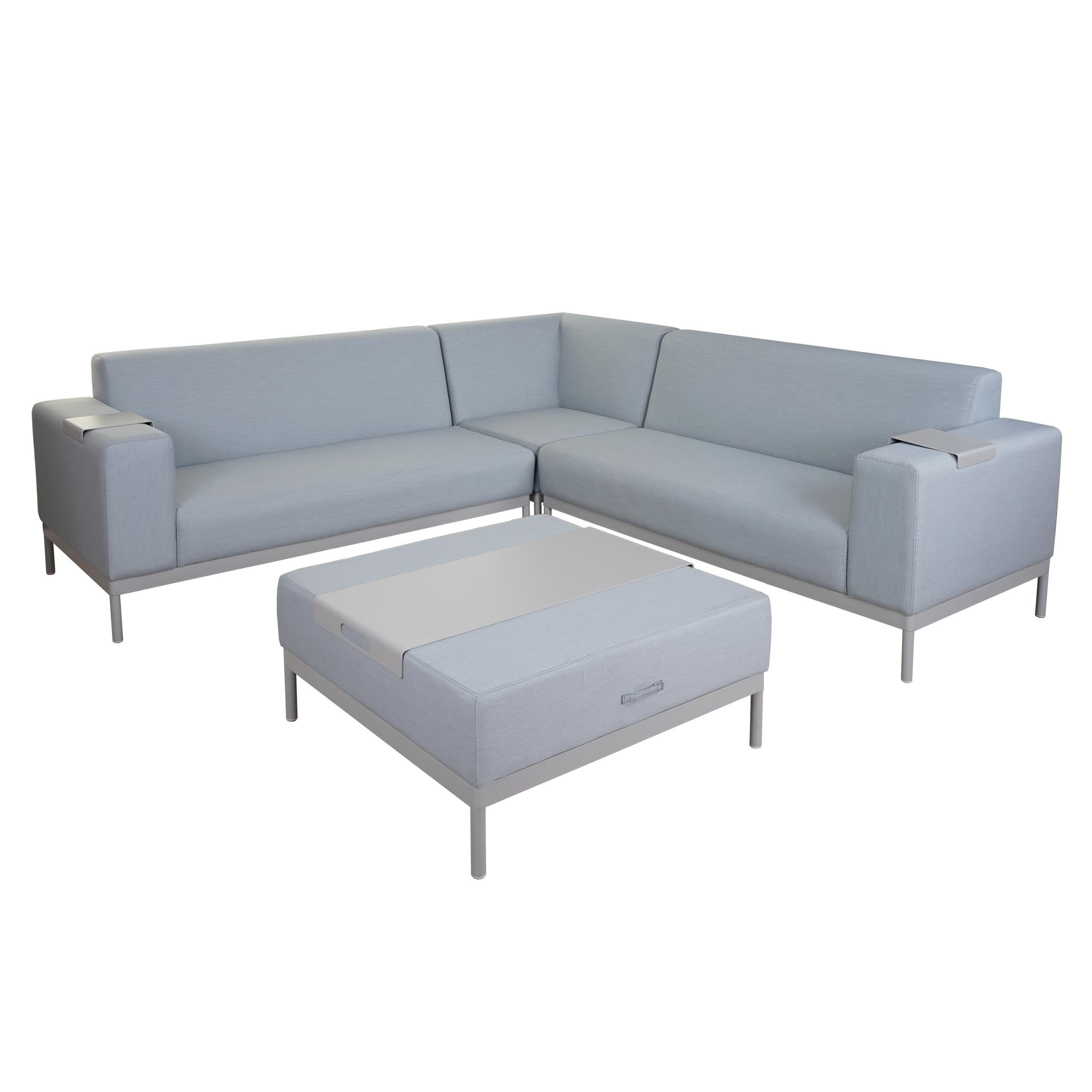 ECKSOFA MIT ABLAGE Blau - Blau, Textil (245/82cm) - MCW
