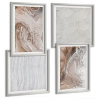 BILDER SET 4er Set - 50x50 cm & 40x60 cm Silberner Rahmen - Abstrakte Marmormuster aus Stein - Silberfarben, Kunststoff (50/50cm) - TULUP