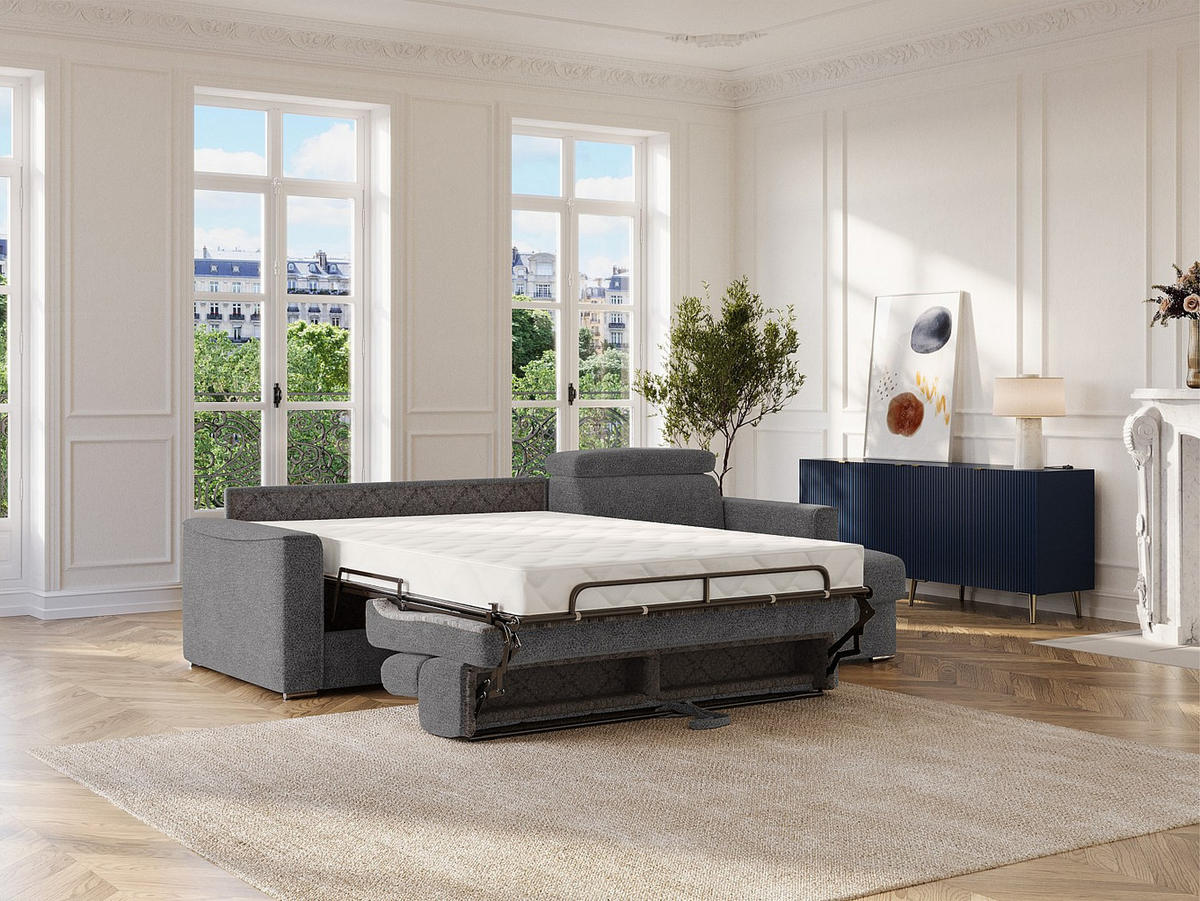 SCHLAFSOFA - 5 Personen - Stoff - Anthrazitgrau - - Anthrazit, Textil (302/97/223cm) - Vente-Unique
