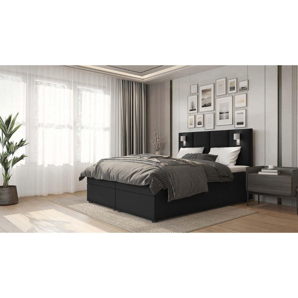 BOXBETT Parma Bonellfederkern inkl. 7-Zonen Topper T-30 mit Bettkasten - Schwarz, Holz/Holzwerkstoff (90/200cm) - Best For Home