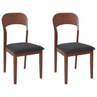ESSZIMMERSTUHL 2er-Set Dunkler Holzfarbton Alvin - Dunkelbraun/Schwarz, Holz (44/90/53cm) - Beliani