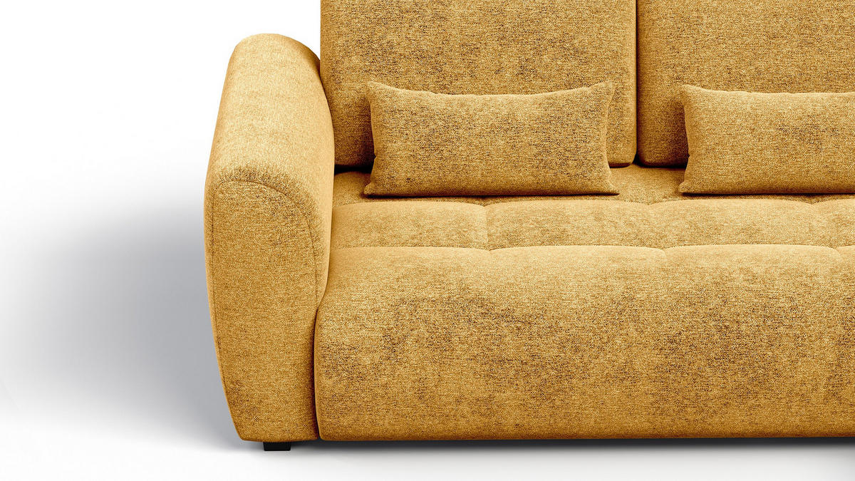 ECKSOFA SORENO 4-Sitzer, gelb - Gelb/Schwarz, Holz/Textil (293/171cm) - Courtois Laville