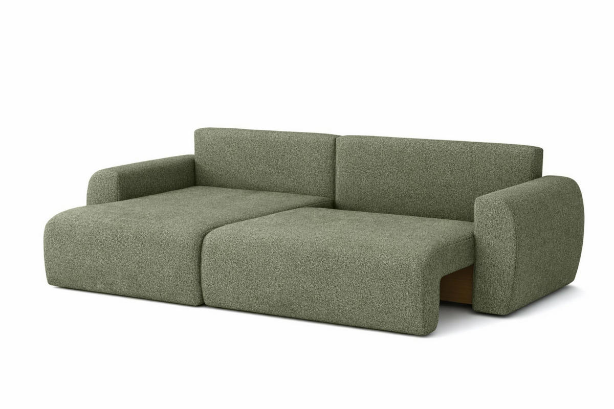 ECKSOFA Mit Schlaffunktion Ariel L, Chenille, Stoff Artico, Moss, Links - Hellgrün, Holz (250/142cm) - Kaiser Möbel